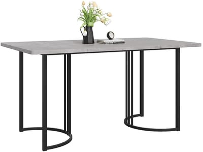 RosaBloom Luxe Eettafel - Marmerlook Grijs - Tafel 4 tot 6 Personen - Rechthoekige Keukentafel Met Verstelbare Poten - Metalen Frame - 140x80 cm