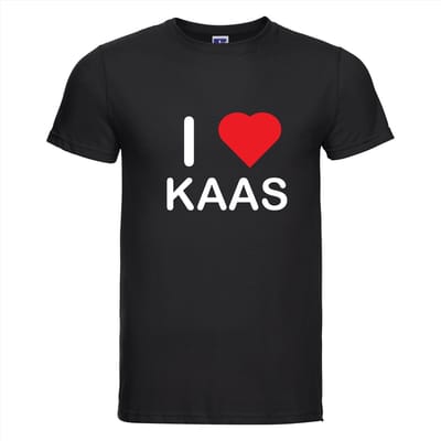 I LOVE KAAS T-shirt - 100% Katoen - Maat L - Classic Fit - Zwart