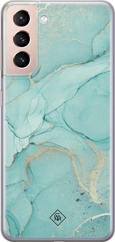 Casimoda® hoesje - Geschikt voor Samsung S21 Plus - Marmer mint groen - Backcover - Siliconen/TPU - Mint