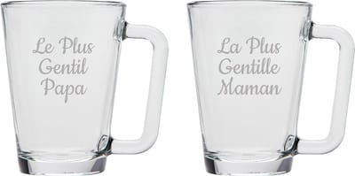 Theeglas gegraveerd - 26cl - Le Plus Gentil Papa & La Plus Gentille Maman