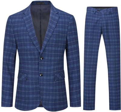 ALLTHEMEN Heren Geruit Colbertpak Met Twee Knopen - Ronde Zoom - XS