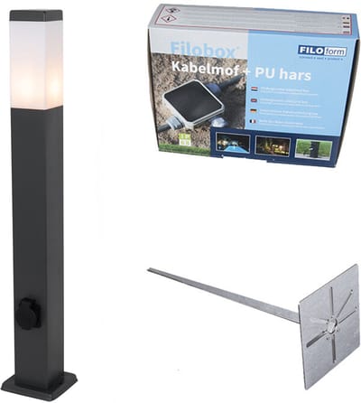 QAZQA malios - Moderne Staande Buitenlamp | Staande Lamp voor buiten - 1 lichts - H 80 cm - Donkergrijs - Buitenverlichting