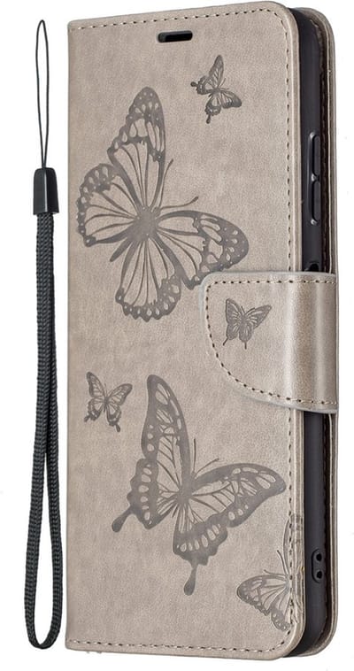 Coverup Vlinders Book Case - Geschikt voor Samsung Galaxy A22 5G Hoesje - Grijs