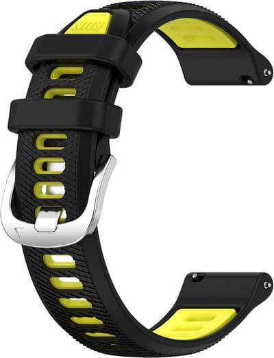 Siliconen bandje - geschikt voor Garmin Vivoactive 4 / Venu 3 / Venu 2 / Forerunner 255 / Forerunner 265 / 570 (47mm) - zwart-geel