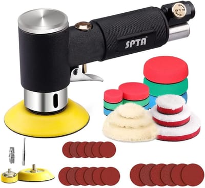 Mini Polijstmachine - Lucht Schuurmachine - Auto Detailen - Excentrische Dubbele Rotatie - 23 Delige Set - Metaal