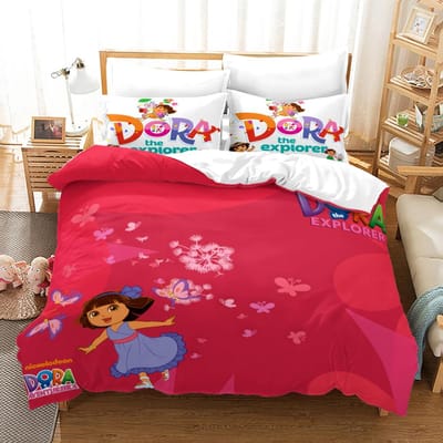 Dora Beddengoed Collecties Kinderen Jongens Meisjes Met Beddengoed Queen King Full Twin Enkele Maat Nieuw Anime Kamado Nezo Dekbedovertrek Collecties cot size 70x133cm