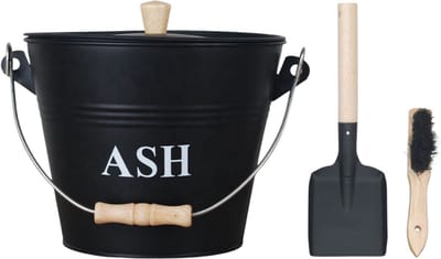 EmberElegance® Asemmer met Deksel en Schep - Kolenemmer - Pelletemmer - Haard Accessoire - Asemmer met Schep - As emmer met Deksel - Zwart