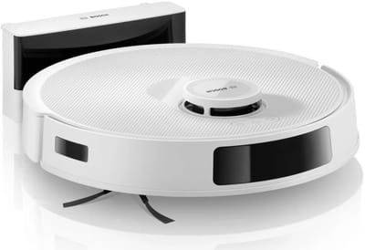 Bosch Spotless BCRC1W Robotstofzuiger met Dweilfunctie, 11,000 Pa Zuigkracht, Statische natte dweil, Smart Vision Infrarood Navigatie, Bosch Home Connect App, Wit