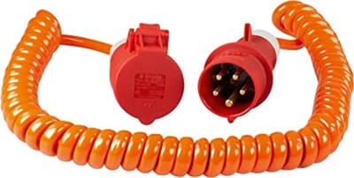 Spiraalkabel voor Bouwplaats - 400V, 16A, IP44, 1 Meter Kabellengte