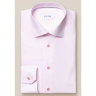 Eton Overhemd Fine Melange Twill Licht Roze / male