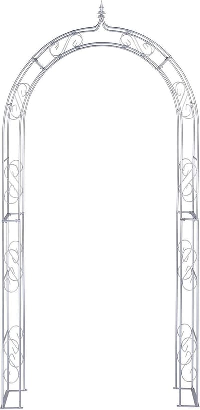 Rozenboog - Klimplant Steun - Tuin Decoratie - Massief Metaal - 140x245cm - Zilver