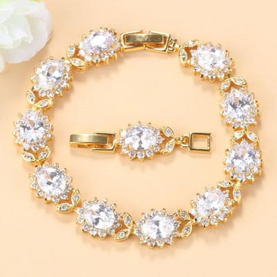 12 Kleuren Afrikaanse Vrouwen Bruiloft Verguld Sieraden Met Blauwe Steen Vrouwelijke Armband Bangle Verstelbare Lengte 18+3 Cm beige