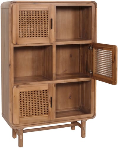 Highboard MCW-M47, ladekast kast dressoir, opbergvakken, rotan acacia massief hout gebeitst 141x90x35cm 32kg