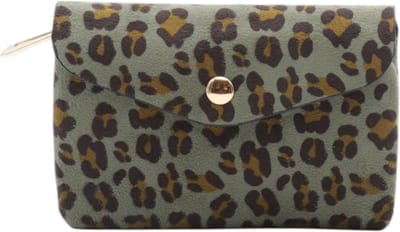 Portemonnee - Flora & Co - suedelook - animal print - kaki