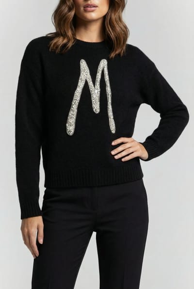 GUESS Marciano By  Sibilla Cn Logo Swtr Jet Black Taglia: XS | Maglioni a maglia Outlet | Donna | Nero