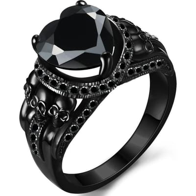 Gotische Sieraden Zwarte Schedel Ringen Biker Ringen Vampier Accessoires Halloween Gotische Verlovingsringen voor Vrouwen Cadeaus 7 black