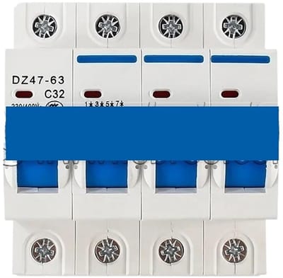 Mini stroomonderbreker - Beschermingsschakelaar Isolator - Elektrische Beveiliging - Positieve en Negatieve Pool - 6A tot 63A - Grijs