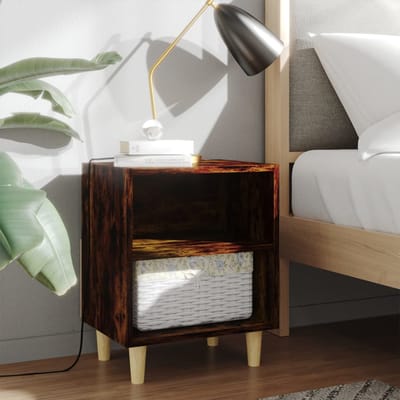vidaXL - Nachtkastje - met - houten - poten - 40x30x50 - cm - gerookt - eikenkleurig