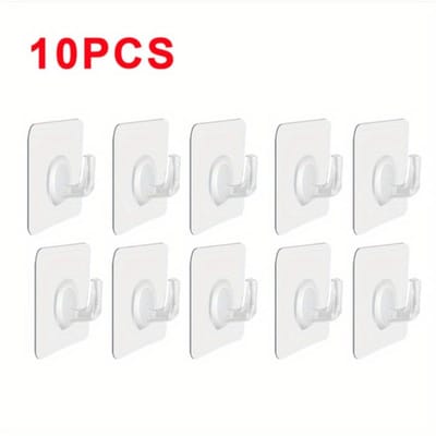 Porte-serviettes adhésif transparent mural - Facile à installer, pièce de rangement durable pour la maison et la salle de bain, design moderne, crochets pratiques 10pcs transparent