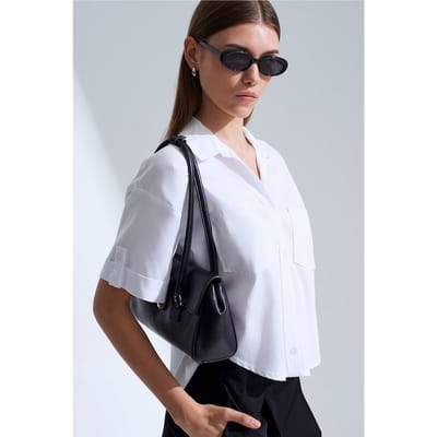Dames Cropped Shirt Met Zak