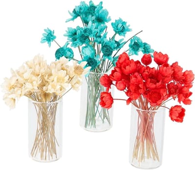 Miniatuur Droogbloemen - Poppenhuis Decoratie - Creatieve Projecten - Stijlvolle Veilige Materialen - 3 Stuks - Gemengde Kleur