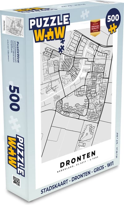 Puzzel Stadskaart - Dronten - Grijs - Wit - Legpuzzel - Puzzel 500 stukjes - Plattegrond