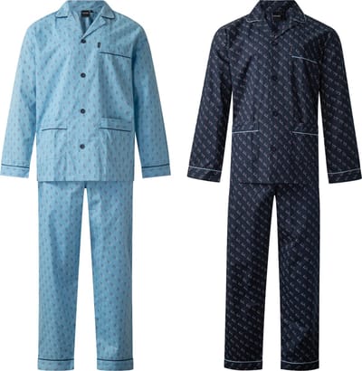 Gentlemen - 2 klassieke heren pyjama's 9454 met doorknoop - 100% poplin katoen - blauw en donkerblauw - maat M