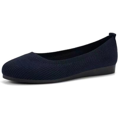 Lente Herfst Casual Schoenen Voor Vrouwen Slip-on Pump Gebreide Enkele Platte Schoenen Ademende Ronde Neus Dames Stoffen Loafers Grote Maten 43 zwart