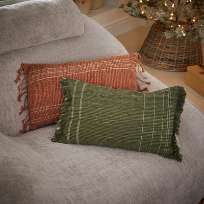 LOBERON Kussenhoes set van 2 Winlow groen/terracotta