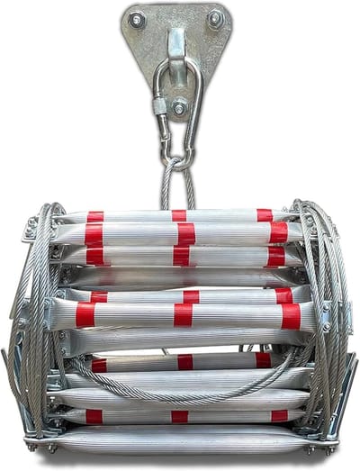 Fire Rope Rescue Ladder - Carabiner Hooks - Brandveiligheid - Noodladder met een Gewichtscapaciteit tot 400 kg - Voor Vensters en Balkons - Boomhut voor Kinderen en Volwassenen (10 Metres)