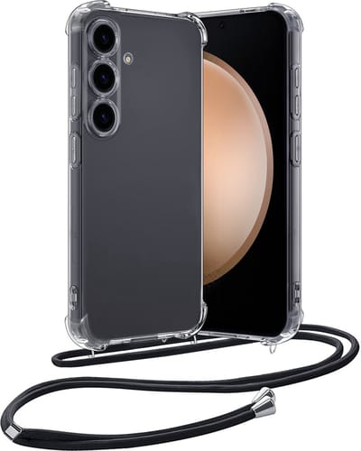 Hoes - Geschikt voor Samsung Galaxy S23 FE - Met Koord - Shock Proof - Siliconen Case - Back Cover - Telefoonkoord - Telefoon Hoesje Shockproof - Telefoonketting - Transparant