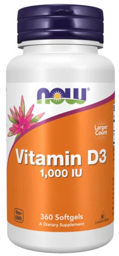 Vitamine D3 1000 IU - 360 Softgels - Hoog gedoseerd & Vrij van allergenen - NOW Foods