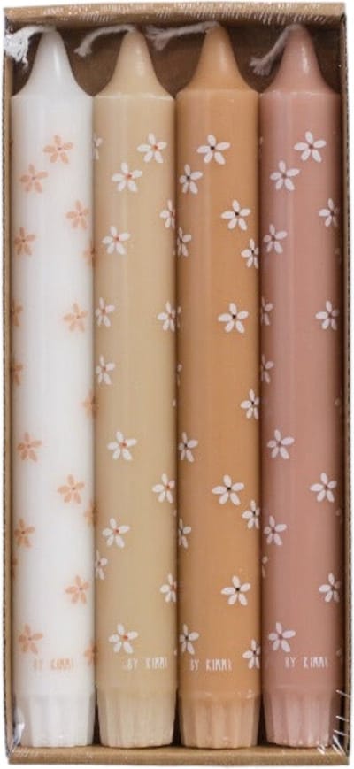 Rustik Lys - Dinerkaarsen - set van 4 - Flowers Summer