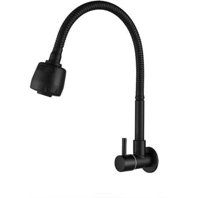 Robinet mural noir à eau froide seule, bec pivotant à 360°, robinet de lavage, col pliable, robinet de salle de bain et de cuisine (Black,G1/2) noir