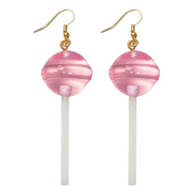 Fako Bijoux® - Oorbellen - Lolly Op Een Stokje - 15x78mm - Roze