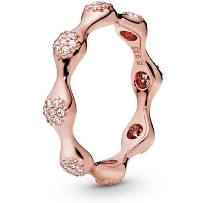 Lr Nouvel Anneau Mer de Fleurs Pan Anneau Simple Zircon Européen et Américain Argent 925 Anneau Fermé Cadeau Saint-Valentin Fête 5 beige