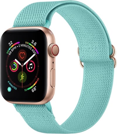 Nylon bandje - geschikt voor Apple Watch 1/2/3/4/5/6/7/8/9/10/11/ SE (1,2,3) met maat 38 mm / 40 mm / 41 mm en 42 mm (Watch 10/11) - mintgroen