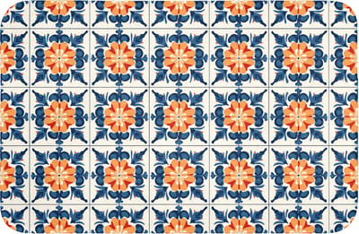 Badmat 60x40 cm - Antislip - Traditioneel - Tegel - Oranje - Badmatten voor badkamer - Badkamermat - Douchemat - Badkamer mat
