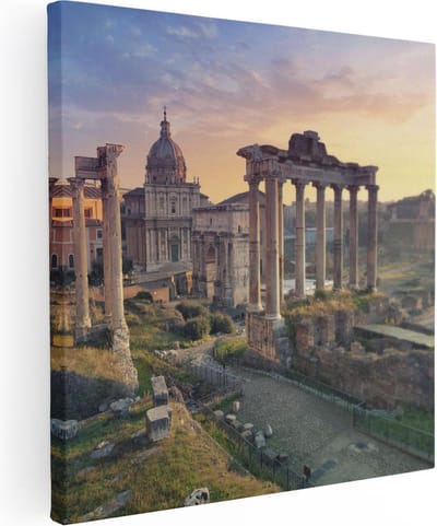 Artaza Canvas Schilderij Romeins Forum - 30x30 cm - Klein - Wanddecoratie Italië - Muurdecoratie Rome - Kamer Accessoires Skyline