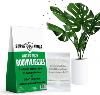Super Ninja Aaltjes Tegen Rouwvliegjes - 5 Miljoen Nematoden - Biologische Rouwvliegjes Bestrijding - Ecologisch - Beschermt tot 15 Kamerplanten - Gebruik voor Binnen