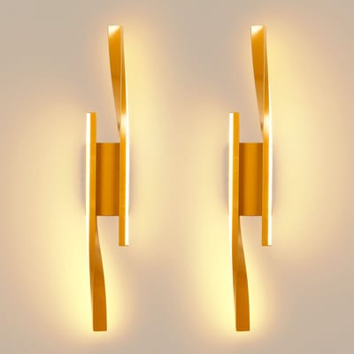 2 Stuks Wandlamp LED 10W Binnenwandlamp voor Slaapkamer Woonkamer Hal Warm Licht Goud
