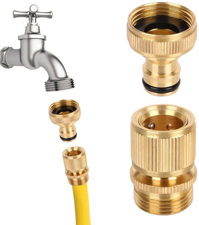 Dailygoods- Tuinslangconnector Snelkoppeling - Messing Connector - Aansluitkit - Slangmondstuk - 3/4 Inch - 2 Stuks - Slangfitting