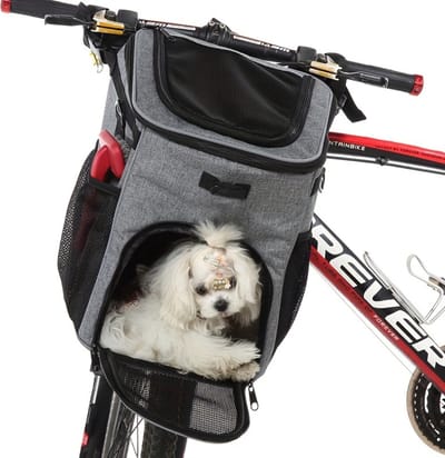 Livano Fietsmand Hond - Hondenmand Fiets - Voorop - Fietstas Hond - Hondenfietsmand - Grijs