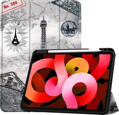 Hoesje Geschikt voor Apple iPad Air 5 (2022) - 10.9 inch - 5e Generatie - M1 - Dun & Stevig - Trifold Bookcase - Hard Cover Case - Met Uitsparing Geschikt voor Apple Pencil - Hardcover Book - Tablet Hoes - Eiffeltoren