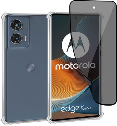 Geschikt voor Motorola Edge 50 Fusion - Hoesje + Privacy Screenprotector – Privé - Gehard Glas Cover