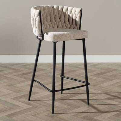 Bronx71® Barkruk River chenille beige 75cm - barstoel