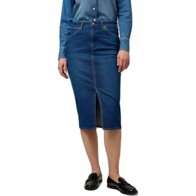 Wrangler 112371161 Pencil Slim Fit Spijkerrok Blauw L Vrouw