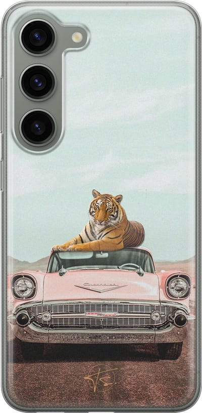Hoesje geschikt voor Samsung Galaxy S23 - Chill tijger - Soft Case - TPU - Print - Blauw - ELLECHIQ