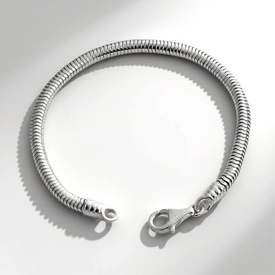 Cavill - 925 Sterling Zilveren Slangenketting - 45 cm - Elegante Zilveren Ketting Dames - Flexibele Ketting met Karabijnsluiting - Tijdloze Sieraden