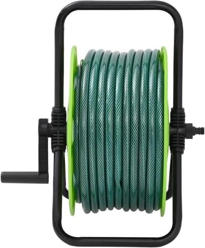 Tuinslanghaspel - Slangenhouder - Tuin water geven - Verzinkt stalen frame - 50 meter slang - Groen